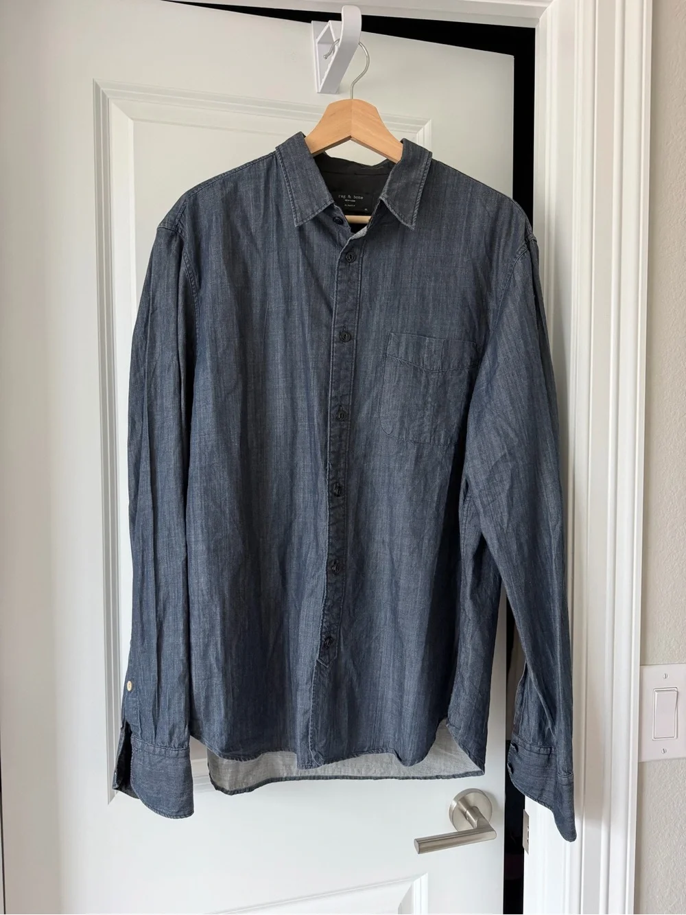 rag & bone Indigo Chambray Slim Fit Button-Down Shirt